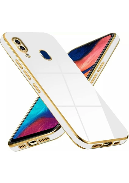 Caseart Samsung Galaxy A30 Kapak Kamera Korumalı Lazer Kesim Lüx Silikon Kılıf -Beyaz