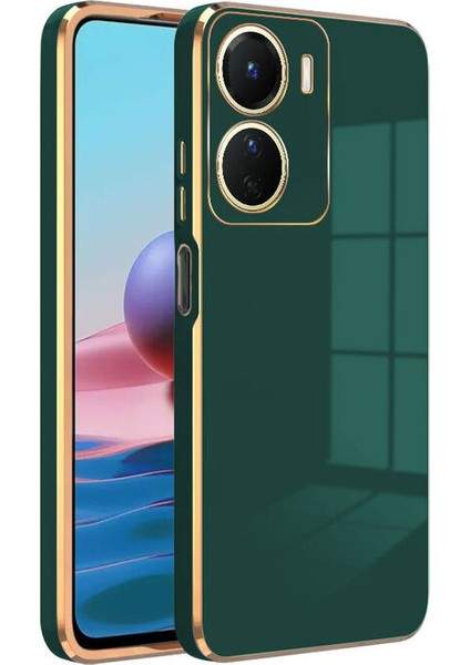 Caseart Vivo Y16 Kapak Kamera Korumalı Lazer Kesim Lüx Silikon Kılıf - Yeşil