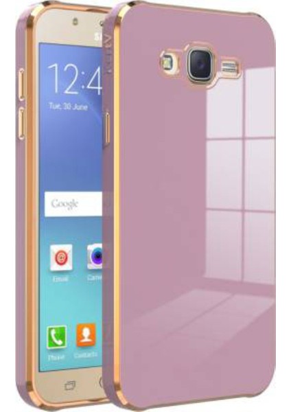 Samsung Galaxy J7 Kapak Kamera Korumalı Lazer Kesim Lüx Silikon Kılıf - Lila