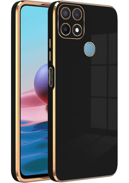 Oppo A15S Kapak Kamera Korumalı Lazer Kesim Lüx Silikon Kılıf - Siyah