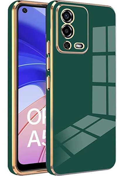 Oppo A55 Kapak Kamera Korumalı Lazer Kesim Lüx Silikon Kılıf - Yeşil