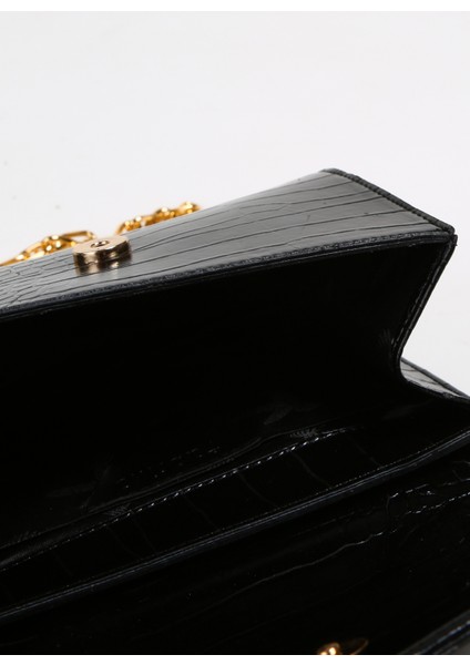 Siyah Kadın 24 x 7,5 x 7,5 cm Mıknatıslı Omuz Çantası KROKO-WORCES fırsatları