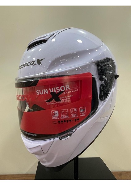 X507 Güneş Vizörlü Kapalı Motosiklet Kaskı Beyaz fiyatları