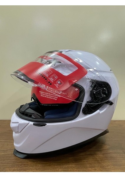 X507 Güneş Vizörlü Kapalı Motosiklet Kaskı Beyaz modelleri