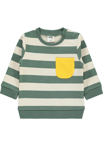 Erkek Bebek Sweatshirt 6-18 Ay Haki