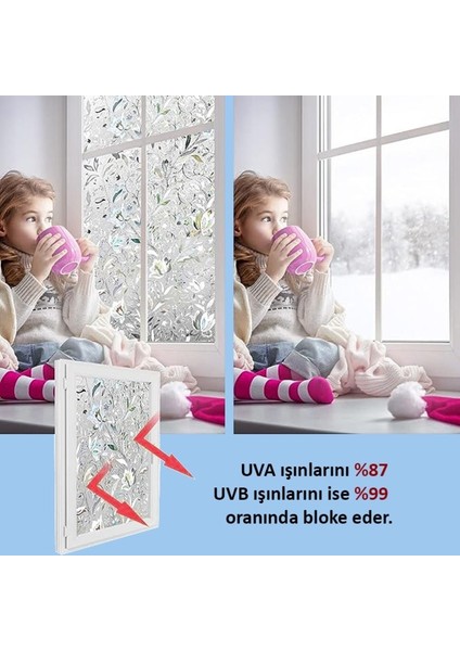Cam Serisi Vitray Görünüm Için Kendinden Yapışkanlı Cam ve Duşakabin Kaplama Folyosu 5m x 90 cm indirimleri
