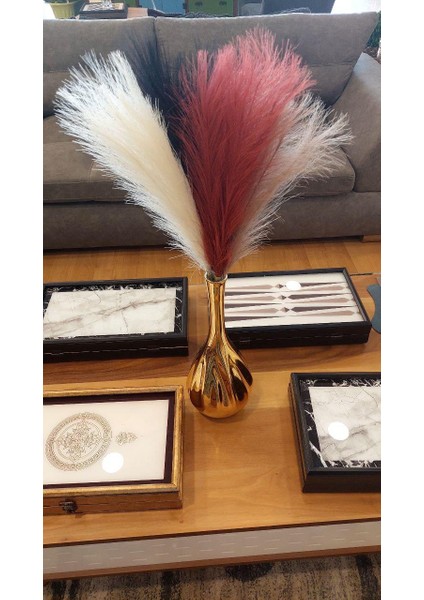 Dekoratif Yapay Tüy Çiçek 50 cm Beyaz Renk 665