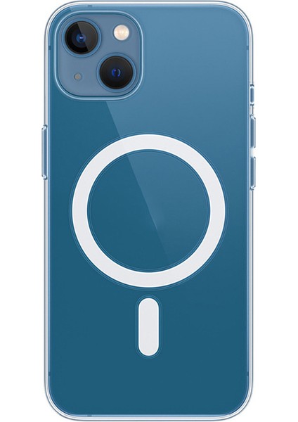Apple iPhone 15 Kılıf Wireless Şarj Özellikli Şeffaf Tek Kamera Çerçeveli Kapak (Porto)