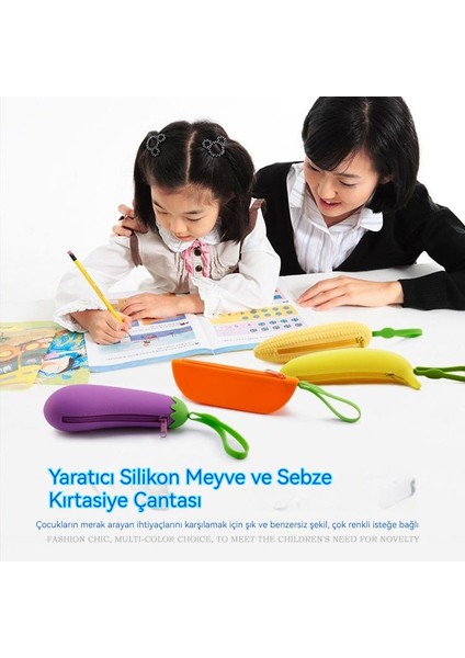 Sevimli Sebze Silikon Kalem Kutusu Karikatür Büyük Kapasiteli Fermuarlı Kalem Kutusu Öğrenci Kırtasiye Saklama Çantası (Yurt Dışından)