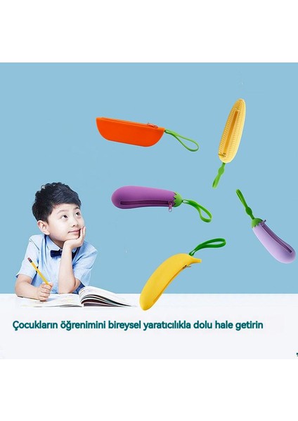 Sevimli Sebze Silikon Kalem Kutusu Karikatür Büyük Kapasiteli Fermuarlı Kalem Kutusu Öğrenci Kırtasiye Saklama Çantası (Yurt Dışından)