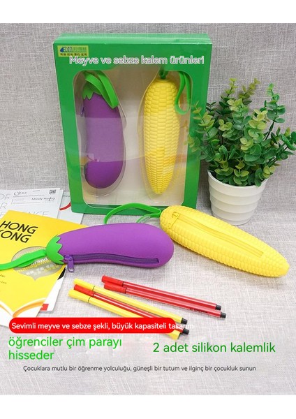Sevimli Sebze Silikon Kalem Kutusu Karikatür Büyük Kapasiteli Fermuarlı Kalem Kutusu Öğrenci Kırtasiye Saklama Çantası (Yurt Dışından) indirimleri