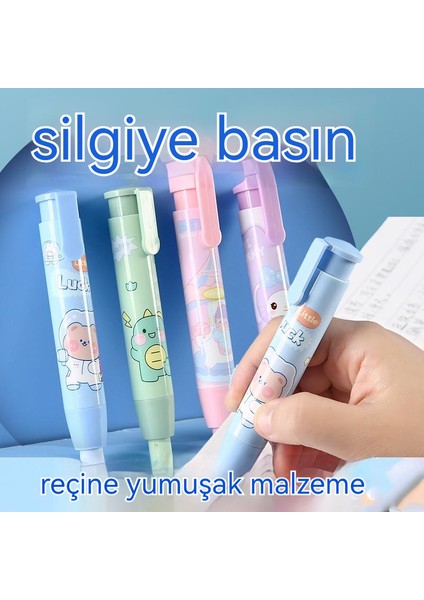 Yaratıcı Itme Tipi Çocuk Silgi Karikatür Basın Silgi Geri Çekilebilir Silgi Sevimli Iz Bırakmadan Temiz Silin (Yurt Dışından)