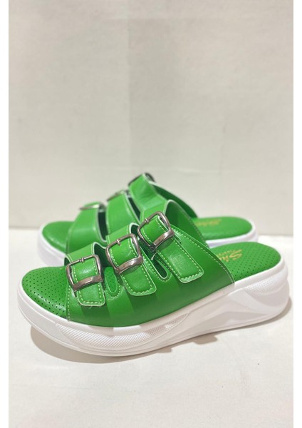 Kadın Mazer Yeşil Konfor Ortopedik Taban Tokalı Terlik fiyatları