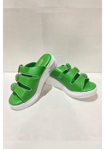Kadın Mazer Yeşil Konfor Ortopedik Taban Tokalı Terlik modelleri