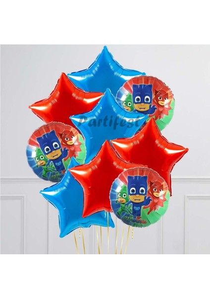 Pijamaskeliler Balon Seti Pjmasks Konsept Helyum Balon Set Pijamaskeli Doğum Günü Set