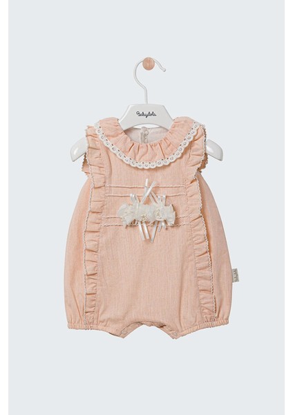 12999 Kız Bebek Dantelli Kahverengi Romper