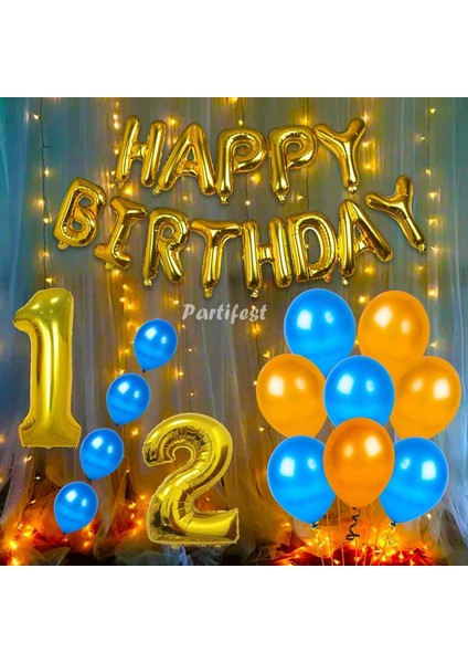 6 Ay Kutlaması Erkek Bebek Balon Set 1/2 Konsept Balon Set Doğum Günü Set
