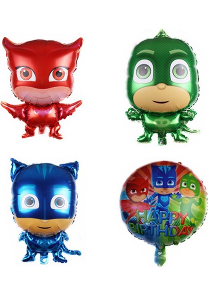 Pijamaskeliler Yaş Balon Seti Pjmasks Konsept Helyum Balon Set Pijamaskeli Doğum Günü Set
