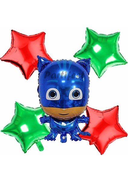 Pijamaskeliler Balon Seti Pjmasks Konsept Helyum Balon Set Pijamaskeli Doğum Günü Set