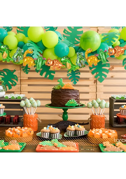 Altın Renk Rakam Balonlu Dinozor 7 Yaş Doğum Günü Parti Yapışık Balon Set Dinozor Tema Parti Set fiyatları