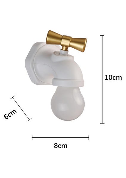 Yaratıcı Musluk Gece Lambası, 2.5 W USB Şarj Edilebilir Başucu Lambası, Koridor Giriş Merdivenleri Için LED Duvar Lambası, Beyaz (Yurt Dışından)