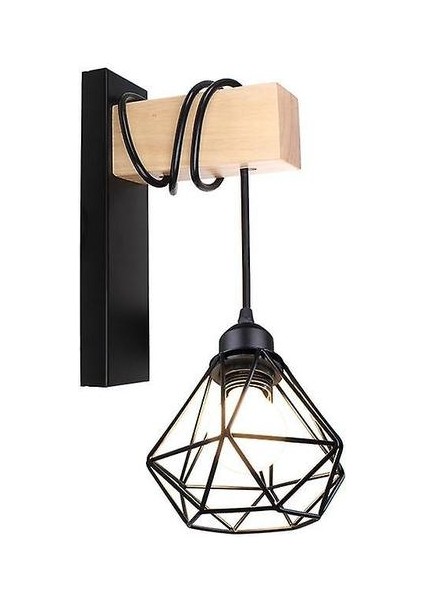 Nordic Ahşap Duvar Işıkları Retro Ayarlanabilir Duvara Monte Bar Ev Başucu Aydınlatma E27 LED Duvar Aplik Lamba Duvar Dekorasyon (Siyah A) (Yurt Dışından)