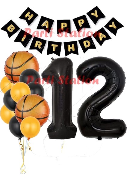 Basketbol Konsept 12 Yaş Balon Set Basketbol Tema Doğum Günü Balon Seti
