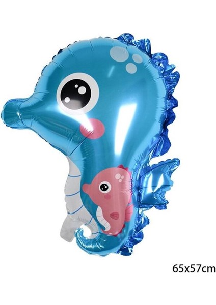 Okyanus Hayvanları Deniz Canlıları 1 Yaş Balon Set Deniz Anası Deniz Atı Happy Birthday Balon Set