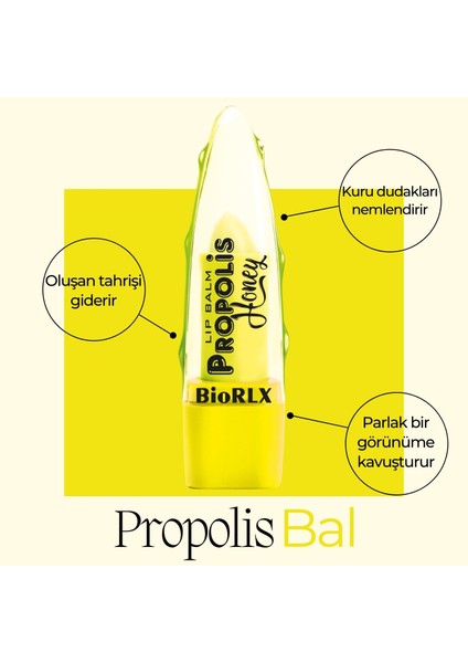 Dudak Balmı Propolis güçlendirici Renksiz Nemlendirici Vegan Cilt Bakım 3,5g