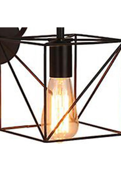 Vintage LED Duvar Işık Retro Loft Endüstriyel Duvar Lambası Siyah E27 Demir Basit Abajur Kafes Güvenlik Aplik Kapalı Aydınlatma Armatürü (F) (Yurt Dışından)