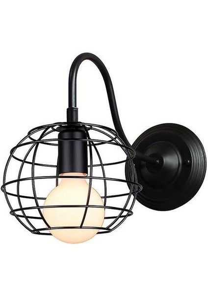 Vintage LED Duvar Işık Retro Loft Endüstriyel Duvar Lambası Siyah E27 Demir Basit Abajur Kafes Guard Aplik Kapalı Aydınlatma Armatürü (Yurt Dışından)