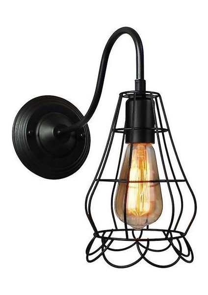 Vintage LED Duvar Işık Retro Loft Endüstriyel Duvar Lambası Siyah E27 Demir Basit Abajur Kafes Guard Aplik Kapalı Aydınlatma Armatürü (Yurt Dışından)