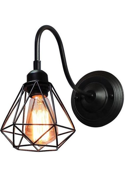 Vintage LED Duvar Işık Retro Loft Endüstriyel Duvar Lambası Siyah E27 Demir Basit Abajur Kafes Guard Aplik Kapalı Aydınlatma Armatürü (Yurt Dışından)