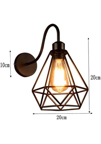 Vintage LED Duvar Işık Retro Loft Endüstriyel Duvar Lambası Siyah E27 Demir Basit Abajur Kafes Guard Aplik Kapalı Aydınlatma Armatürü (Yurt Dışından)