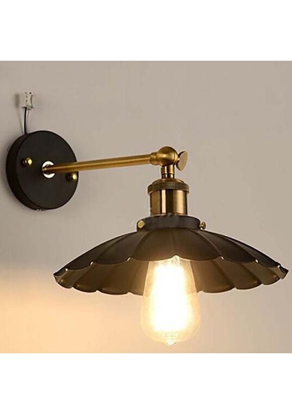 LED Duvar Işık Retro Loft Endüstriyel Duvar Lambası Siyah E27 Vintage Aplikler Duvar Lambası Endüstriyel Aydınlatma Armatürü Kapalı (J) (Yurt Dışından)