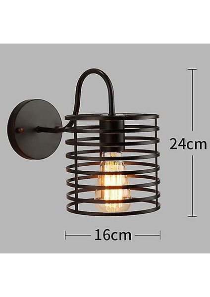 LED Duvar Işık Retro Loft Endüstriyel Duvar Lambası Siyah E27 Vintage Aplikler Duvar Lambası Endüstriyel Aydınlatma Armatürü Kapalı (H) (Yurt Dışından)