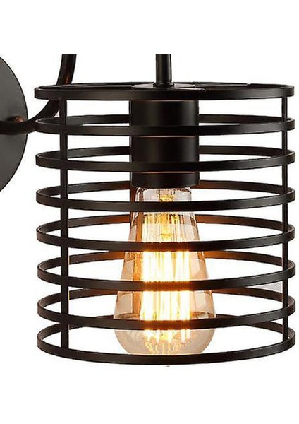 LED Duvar Işık Retro Loft Endüstriyel Duvar Lambası Siyah E27 Vintage Aplikler Duvar Lambası Endüstriyel Aydınlatma Armatürü Kapalı (H) (Yurt Dışından)