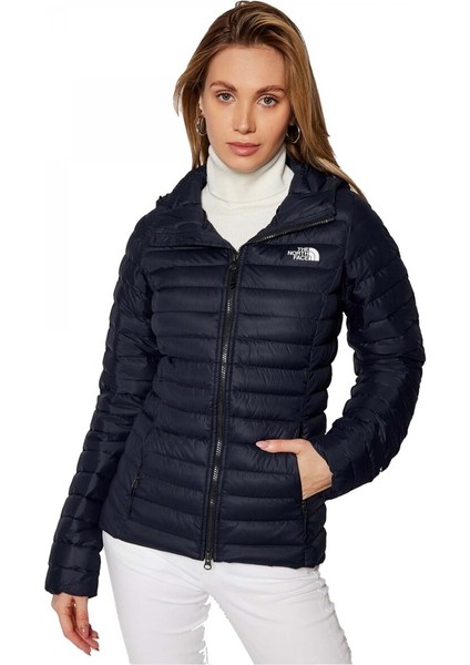 Stretch Down Hoodie Kaz Tüyü Kapüşonlu Kadın Mont Lacivert modelleri