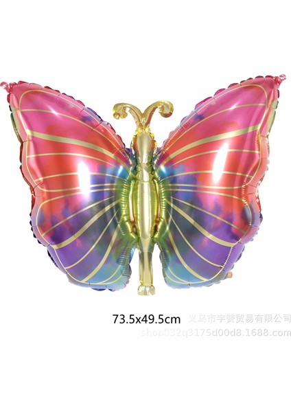 Rengarenk Kelebek 6 Yaş Balon Set Colorfull Butterfly Gökkuşağı Konsept Parti Doğum Günü Balon Seti