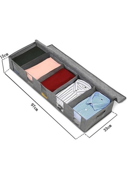 1 Adet Yatak Altında Elbise Ürün Depolama Toz Geçirmez Saklama Çantası Konteyner Giysi Organizatör Katlanabilir 5 Bölümler ve Amp;clear Pencereyi | Katlanabilir Saklama Torbaları (Yurt Dışından)