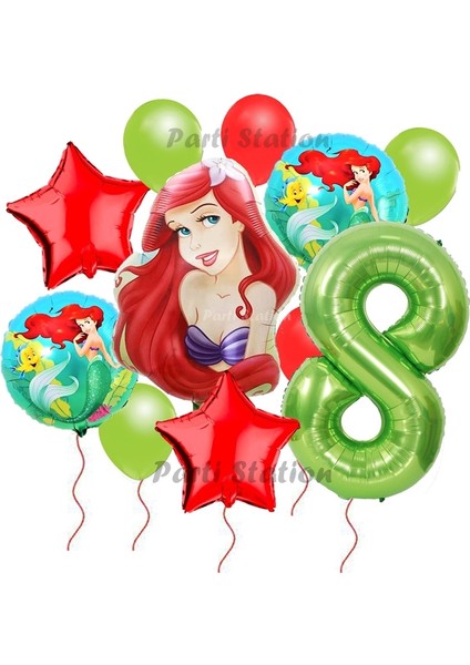 Disney Prensesi Deniz Kızı Prenses Ariel Konsept 8 Yaş Doğum Günü Balon Set Aquaman Ariel Balon Set