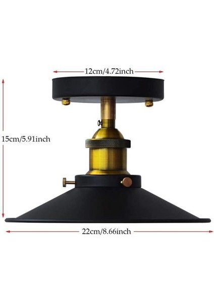 2 x Vintage Mini Tavan Işıkları-Easrik Retro Endüstriyel Kolye Işık 22 cm Koni Gölge Siyah Yarı Flush Loft Ev Ofis Için Yarı Gömme Montaj Lambası (Yurt Dışından) fiyatları