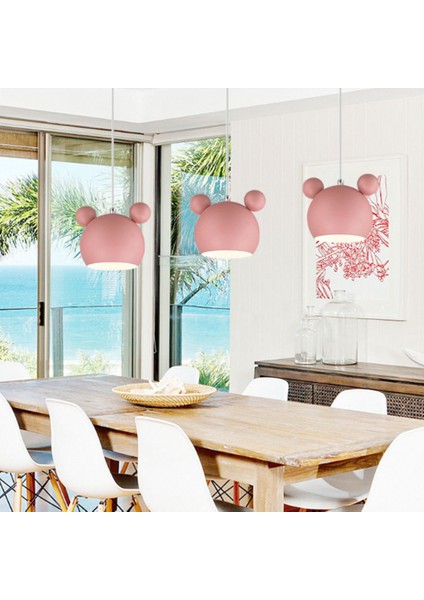 Nordic Duvar Lambası Çocuk Odası Işıkları Için Alüminyum Mickey Aplik Modern Kapalı Duvar Işık Fikstür E27 Yaratıcı Armatür (Pembe Asılı) (Yurt Dışından) fırsatları