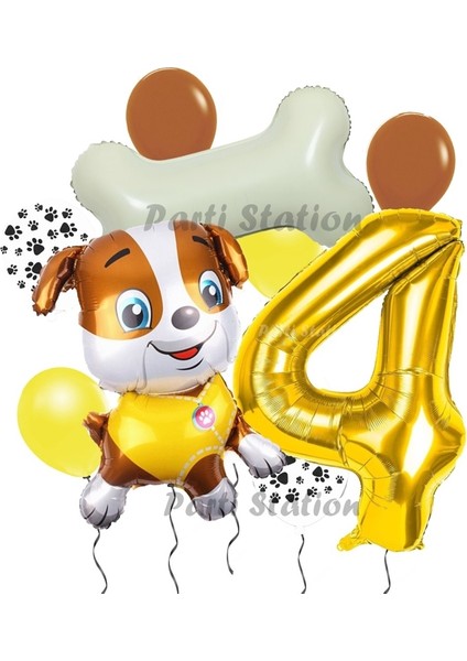 Paw Patrol Iş Araçları Inşaat Işçisi Köpek Rubble 4 Yaş Balon Set Pav Petrol Konsept Doğum Günü Set