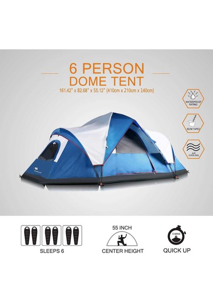 Mobihome Domehike 6 Kişilik Otomatik Çadır-Mavi