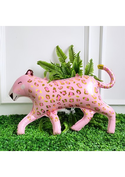 Parti Station Pembe Leopar Balon 100 cm Parti Konsept Doğum Günü Balon Set Jungle Leopar Kaplan Balon