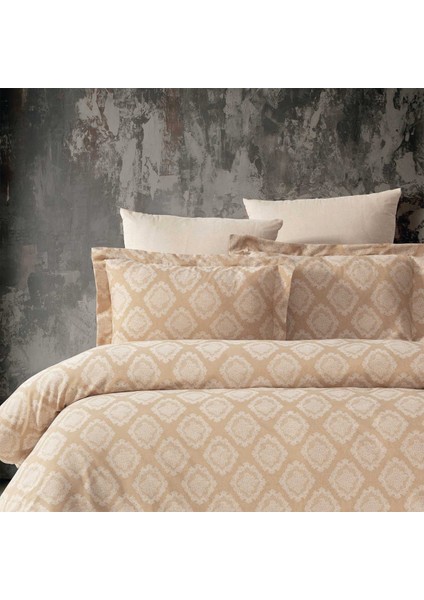 Damask Lyocell Bej Çift Kişilik Nevresim Takımı