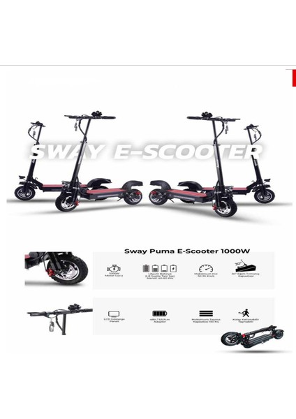 Puma 1000W Çift Amortisörlü 10 Inç Off-Road Lastikli Elektrikli Scooter