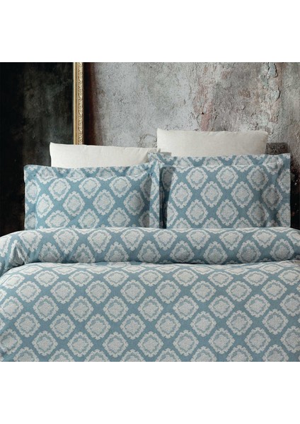 Damask Lyocell Mavi Çift Kişilik Nevresim Takımı