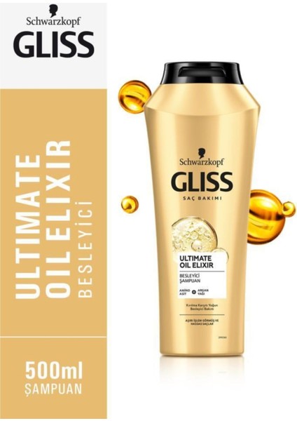 Schwarzkopf Gliss Ultimate Oil Elixir Besleyici Şampuan 500 Ml